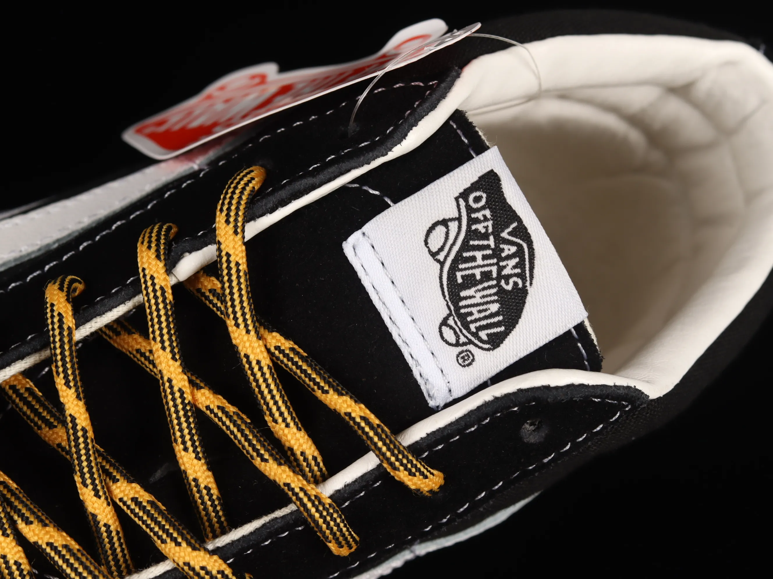All categories Vans Vans series Vans Mid Vans China Coutie Vans x One World 2 joint limited edition black and yellow letter mid-top casual canvas shoes VN0A391F3TGT